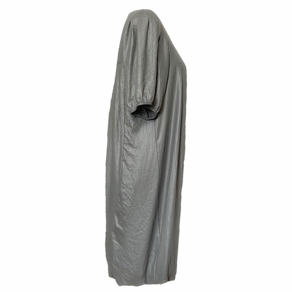 DIESEL SHIMMERY SAGE GREEN SHORT SLEEVE TUNIC BALLOON PLEATED DRESS - Picture 2 of 10